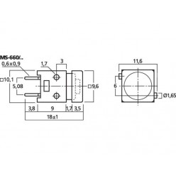 Monacor MS-660/SW Miniaturowy przycisk monostabilny do płytek PCB, czarny